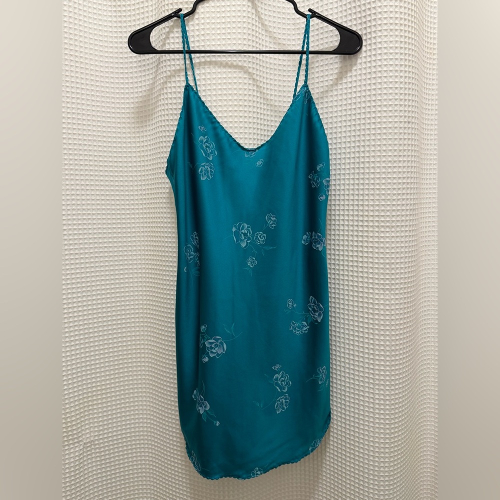 Vintage Sabrina Teal Chemise - size small